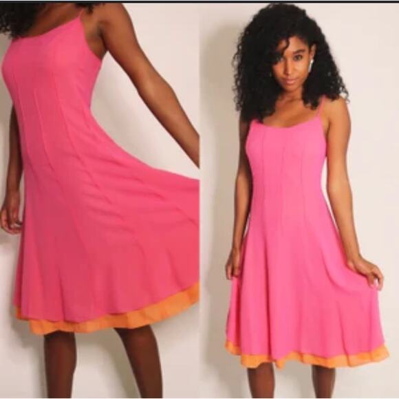 Boston Proper Y2K Slip Dress 100% Silk Pink 10 - Picture 1 of 5